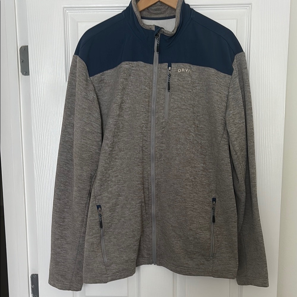 Orvis Gray and Blue Lightweight fleece jacket